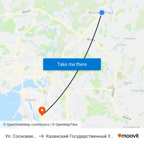 Ул. Сосновая (Высокая Гора) to Казанский Государственный Университет Культуры И Искусств map