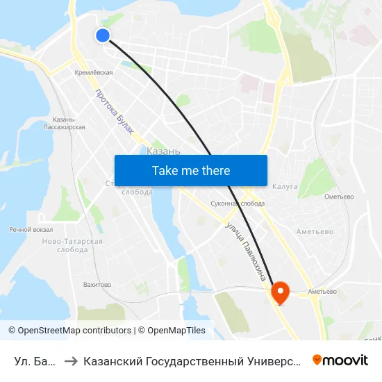 Ул. Батурина to Казанский Государственный Университет Культуры И Искусств map