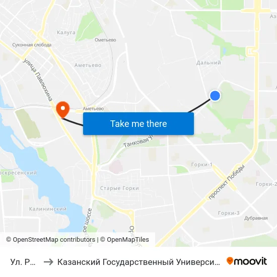 Ул. Родины to Казанский Государственный Университет Культуры И Искусств map