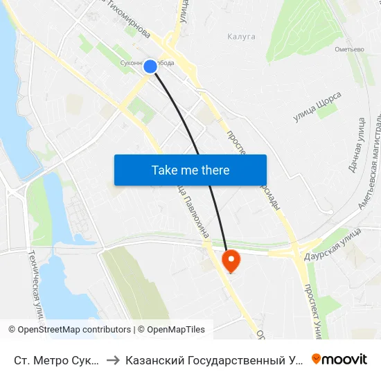 Ст. Метро Суконная Слобода-1 to Казанский Государственный Университет Культуры И Искусств map