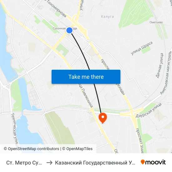 Ст. Метро Суконная Слобода to Казанский Государственный Университет Культуры И Искусств map