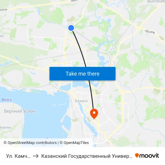 Ул. Камчатская-2 to Казанский Государственный Университет Культуры И Искусств map