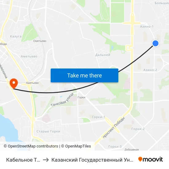 Кабельное Телевидение-2 to Казанский Государственный Университет Культуры И Искусств map