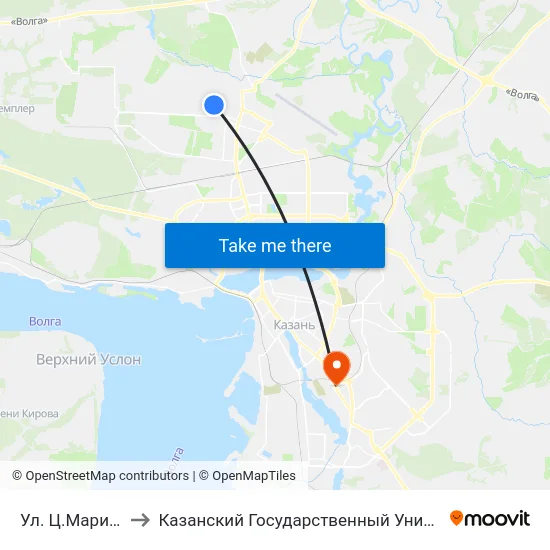 Ул. Ц.Мариупольская-3 to Казанский Государственный Университет Культуры И Искусств map