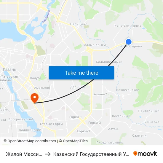Жилой Массив Самосырово-1 to Казанский Государственный Университет Культуры И Искусств map