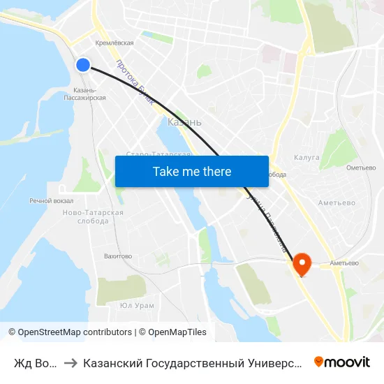 Жд Вокзал-3 to Казанский Государственный Университет Культуры И Искусств map