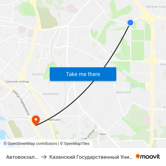 Автовокзал "Восточный" to Казанский Государственный Университет Культуры И Искусств map