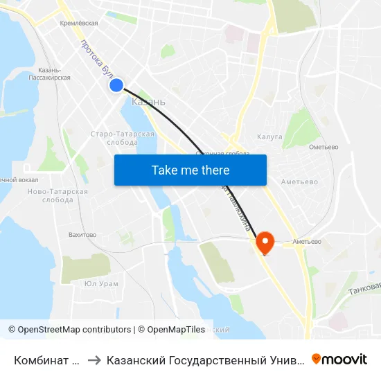 Комбинат Здоровье-1 to Казанский Государственный Университет Культуры И Искусств map