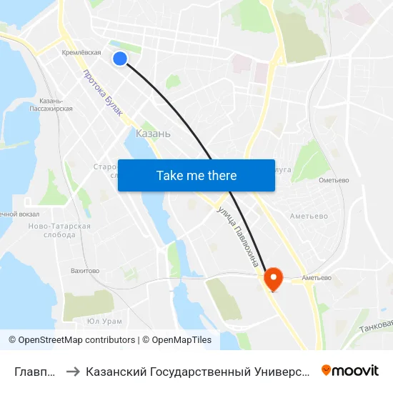 Главпочтамт to Казанский Государственный Университет Культуры И Искусств map