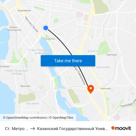 Ст. Метро Пл.Г.Тукая to Казанский Государственный Университет Культуры И Искусств map