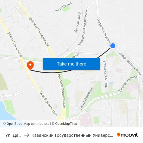 Ул. Даурская to Казанский Государственный Университет Культуры И Искусств map
