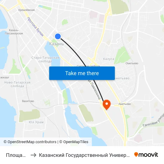Площадь Тукая to Казанский Государственный Университет Культуры И Искусств map