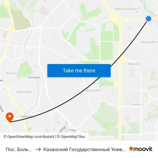 Пос. Большие Клыки to Казанский Государственный Университет Культуры И Искусств map