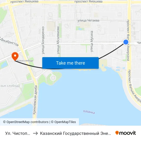 Ул. Чистопольская-1 to Казанский Государственный Энергетический Университет map
