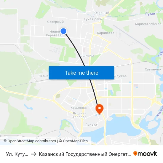 Ул. Кутузова-3 to Казанский Государственный Энергетический Университет map