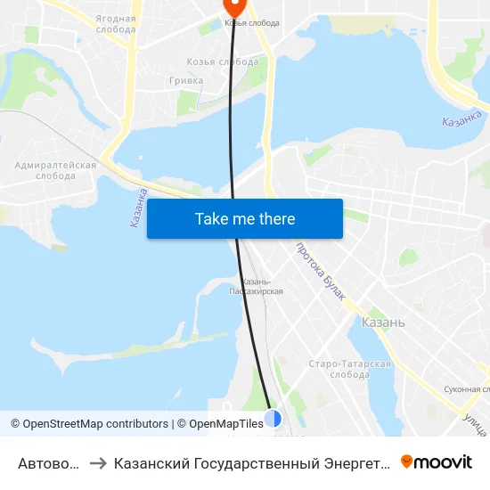Автовокзал-3 to Казанский Государственный Энергетический Университет map