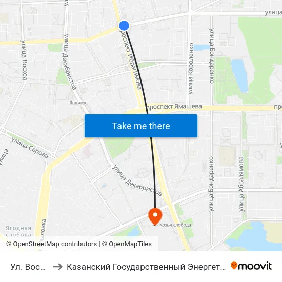 Ул. Восстания to Казанский Государственный Энергетический Университет map