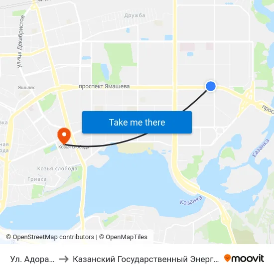 Ул. Адоратского-2 to Казанский Государственный Энергетический Университет map