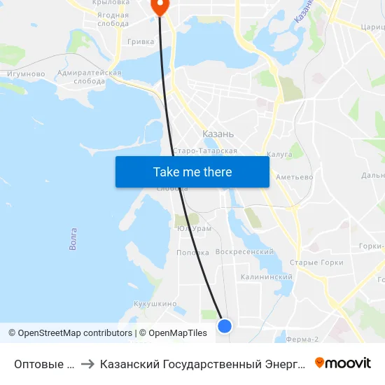 Оптовые Склады to Казанский Государственный Энергетический Университет map