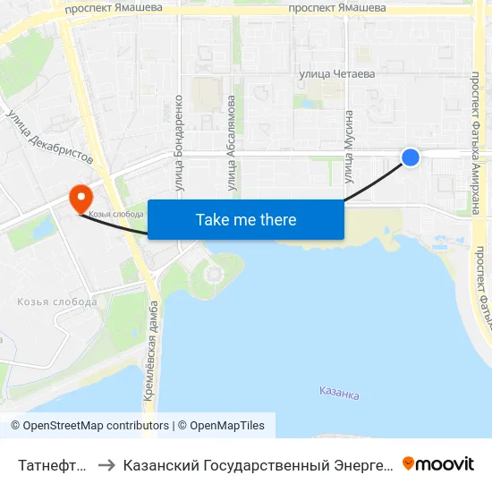 Татнефть Арена to Казанский Государственный Энергетический Университет map