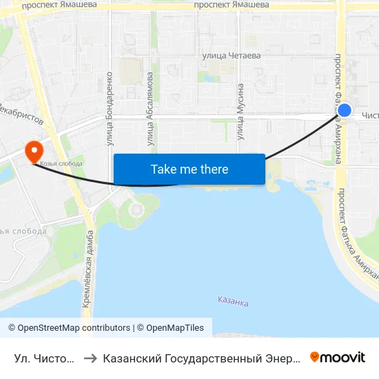 Ул. Чистопольская to Казанский Государственный Энергетический Университет map