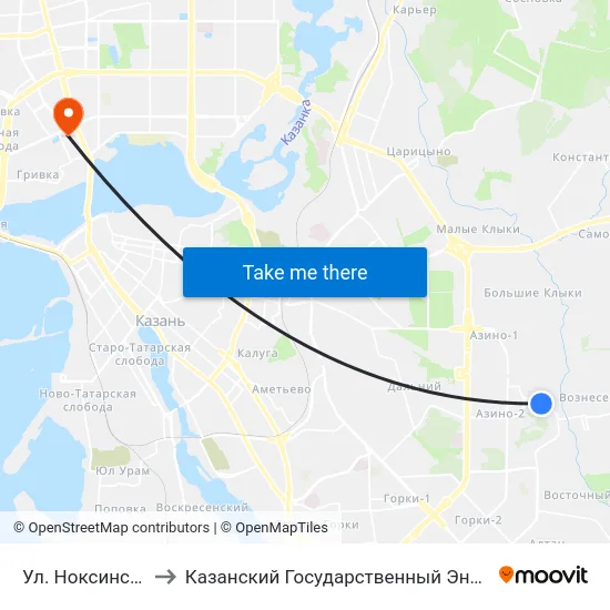 Ул. Ноксинский Спуск-1 to Казанский Государственный Энергетический Университет map