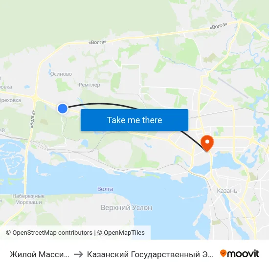 Жилой Массив Залесный-1 to Казанский Государственный Энергетический Университет map