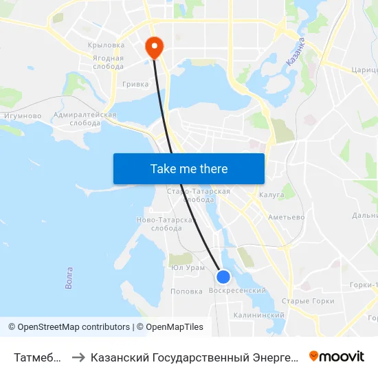 Татмебельбыт to Казанский Государственный Энергетический Университет map