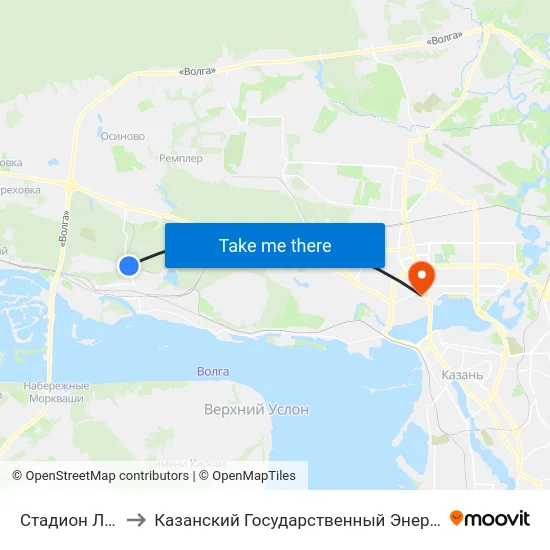 Стадион Локоматив to Казанский Государственный Энергетический Университет map