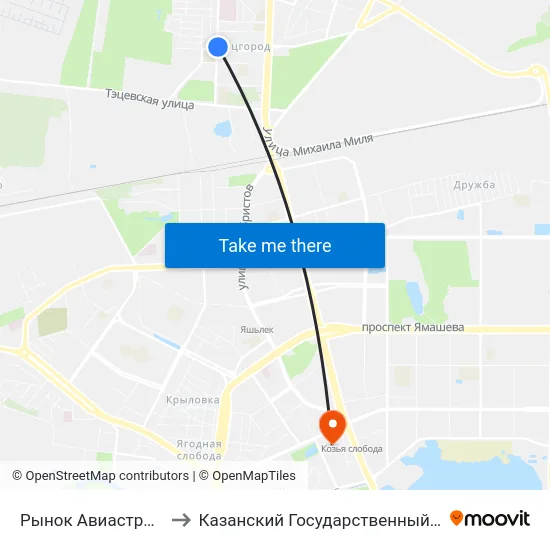 Рынок Авиастроительного Района to Казанский Государственный Энергетический Университет map