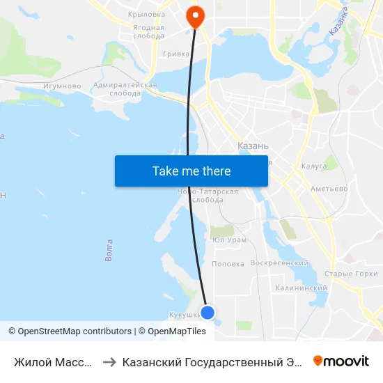 Жилой Массив Кукушкино to Казанский Государственный Энергетический Университет map