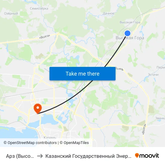 Арз (Высокая Гора) to Казанский Государственный Энергетический Университет map
