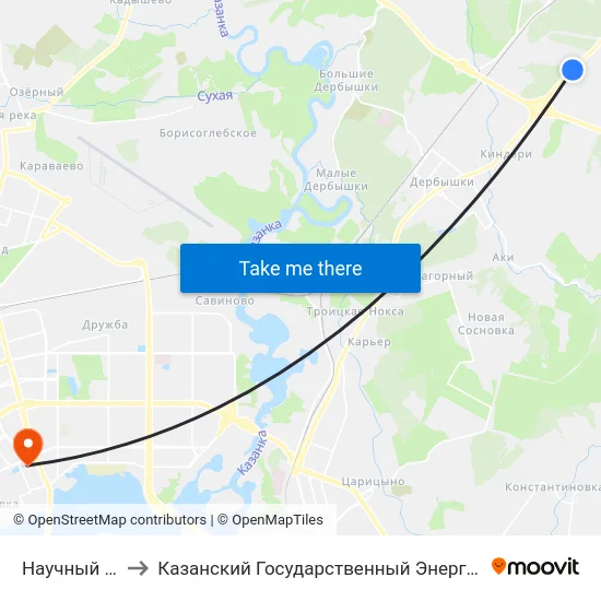 Научный Городок to Казанский Государственный Энергетический Университет map