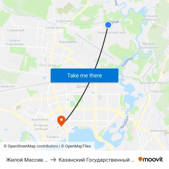 Жилой Массив Борисоглебское to Казанский Государственный Энергетический Университет map