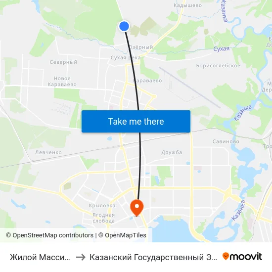 Жилой Массив Сухая Река-1 to Казанский Государственный Энергетический Университет map
