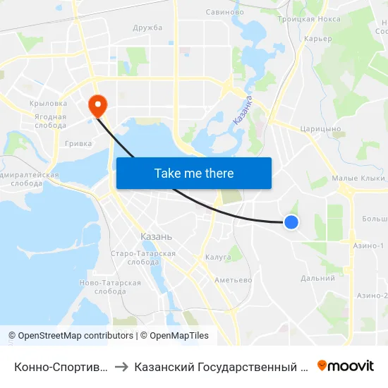 Конно-Спортивный Комплекс-3 to Казанский Государственный Энергетический Университет map