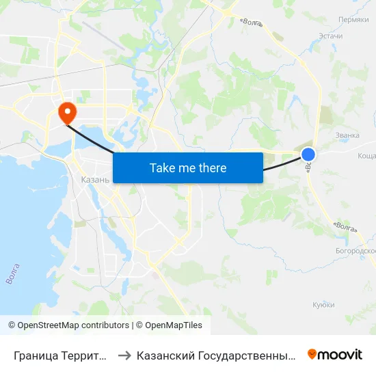 Граница Территории Г.Казани №1-1 to Казанский Государственный Энергетический Университет map