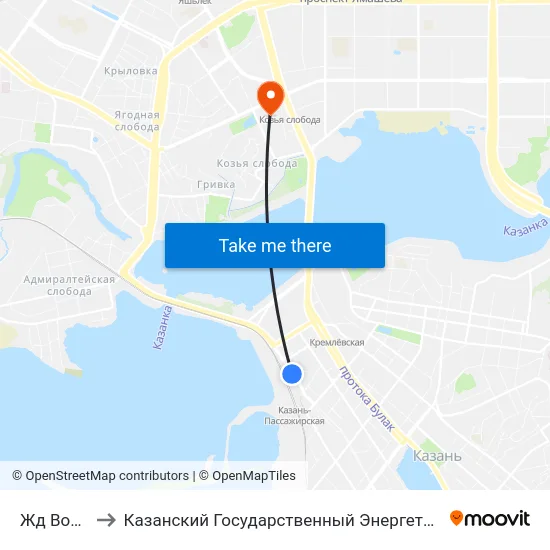 Жд Вокзал-3 to Казанский Государственный Энергетический Университет map