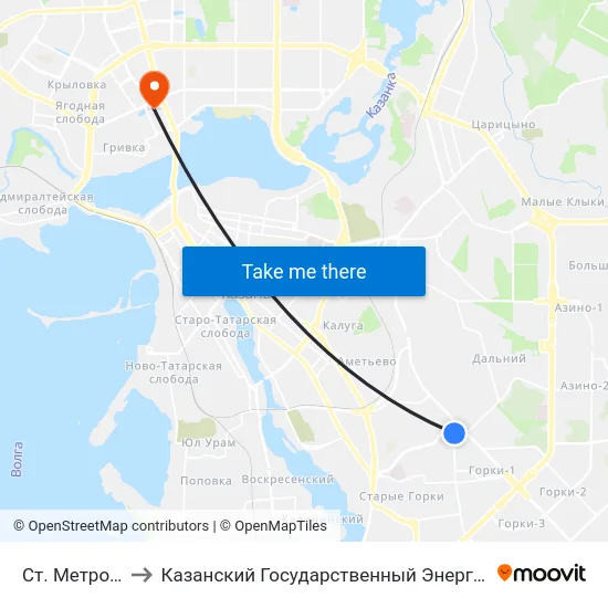 Ст. Метро Горки-2 to Казанский Государственный Энергетический Университет map