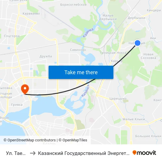 Ул. Таежная-1 to Казанский Государственный Энергетический Университет map