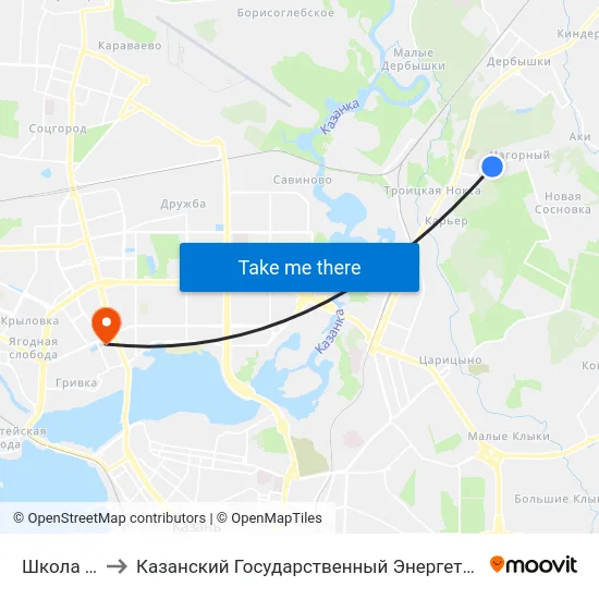 Школа №124 to Казанский Государственный Энергетический Университет map