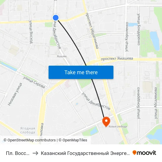 Пл. Восстания-3 to Казанский Государственный Энергетический Университет map