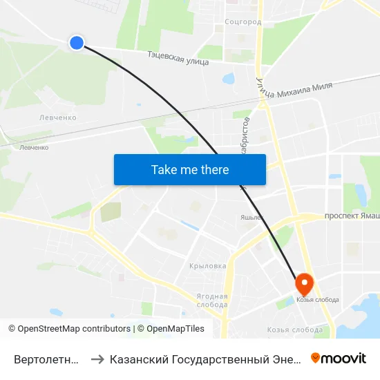 Вертолетный Завод-1 to Казанский Государственный Энергетический Университет map