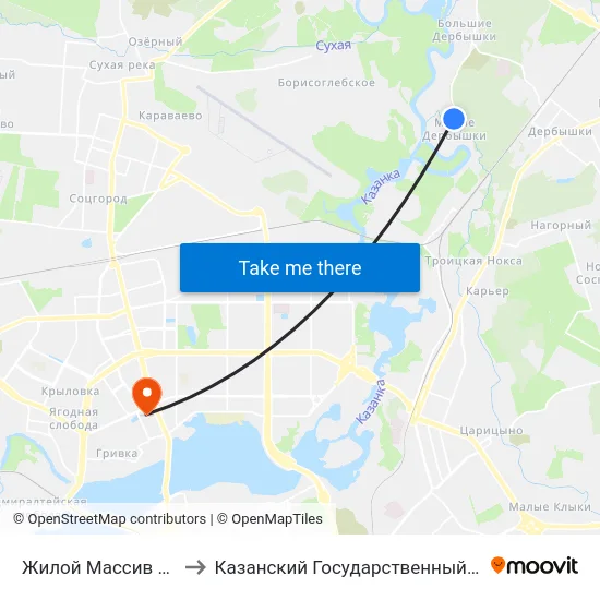 Жилой Массив Малые Дербышки to Казанский Государственный Энергетический Университет map