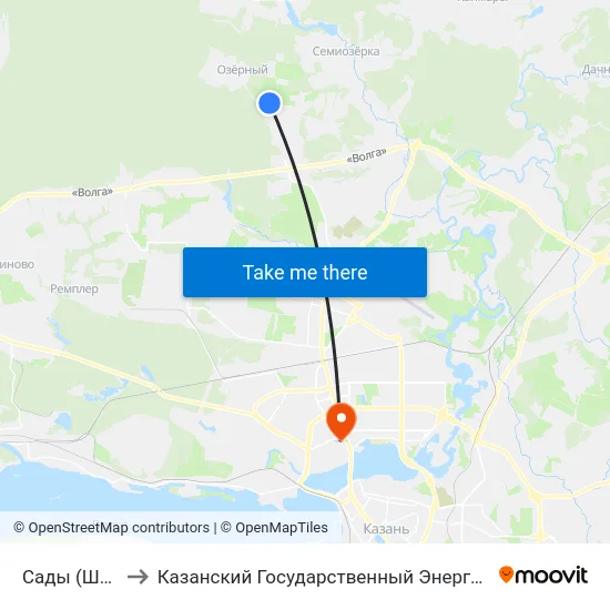Сады (Шигали)-1 to Казанский Государственный Энергетический Университет map
