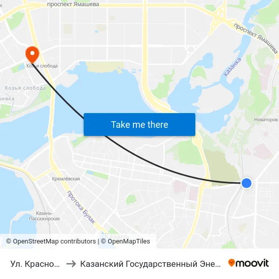 Ул. Красной Позиции to Казанский Государственный Энергетический Университет map