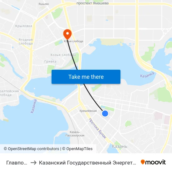 Главпочтамт to Казанский Государственный Энергетический Университет map
