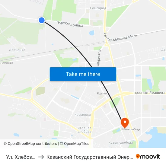 Ул. Хлебозаводская to Казанский Государственный Энергетический Университет map