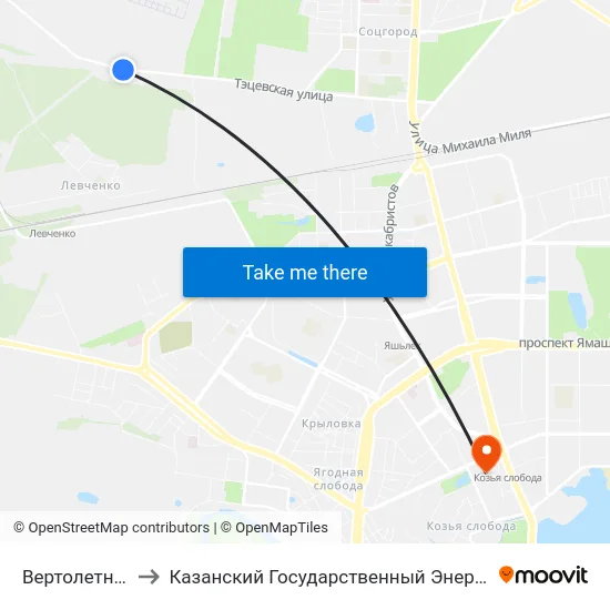 Вертолетный Завод to Казанский Государственный Энергетический Университет map