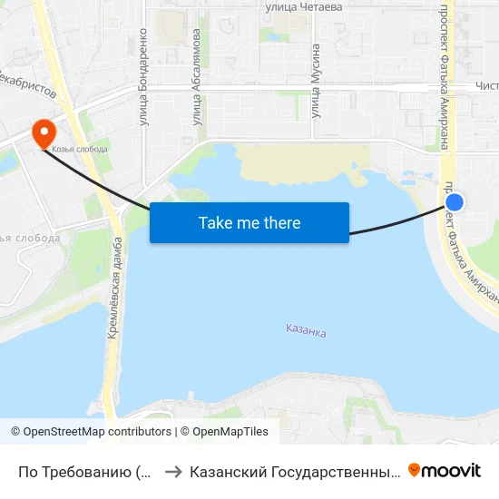 По Требованию (Дворец Единоборств) to Казанский Государственный Энергетический Университет map